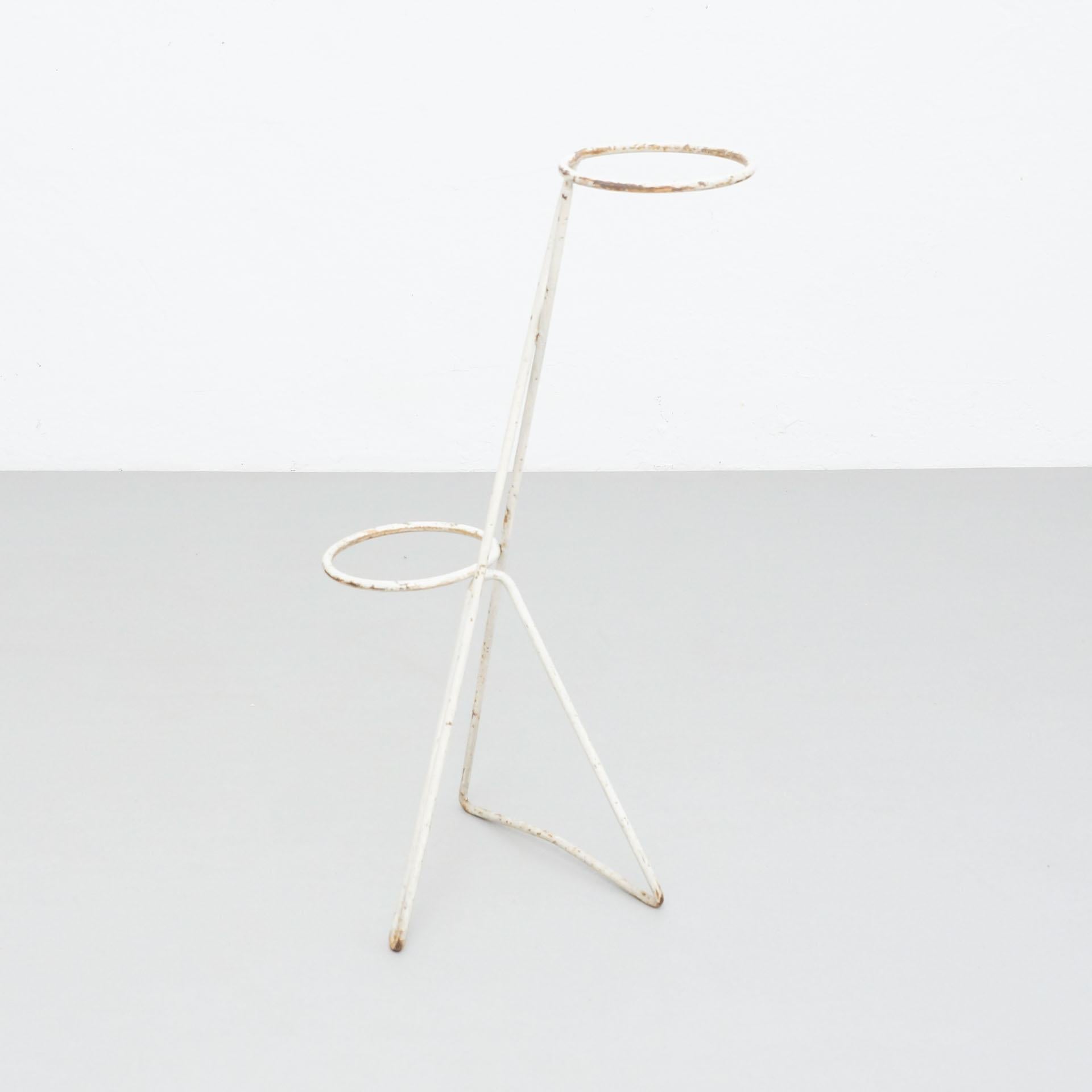 MidCentury Modern White Metal French Plant Stand in the Style of Mathieu Matégot 9