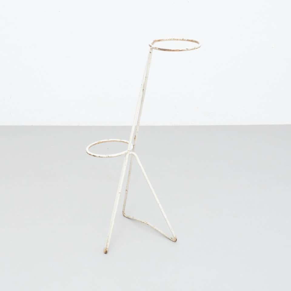 MidCentury Modern White Metal French Plant Stand in the Style of Mathieu Matégot For Sale 9
