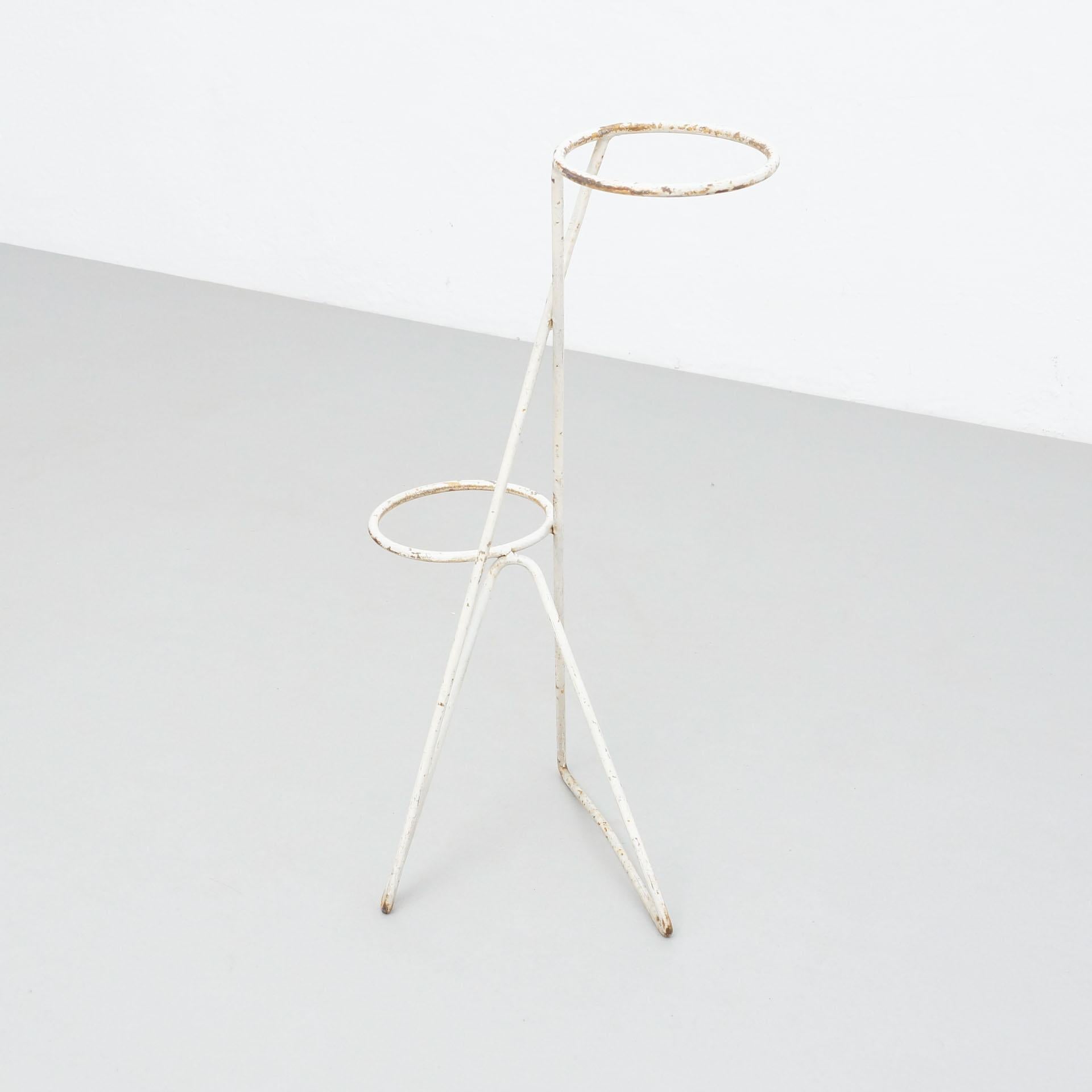 MidCentury Modern White Metal French Plant Stand in the Style of Mathieu Matégot 10