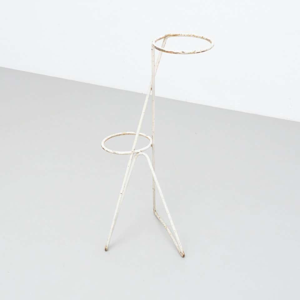 MidCentury Modern White Metal French Plant Stand in the Style of Mathieu Matégot For Sale 10