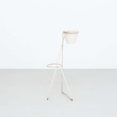 MidCentury Modern White Metal French Plant Stand in the Style of Mathieu Matégot