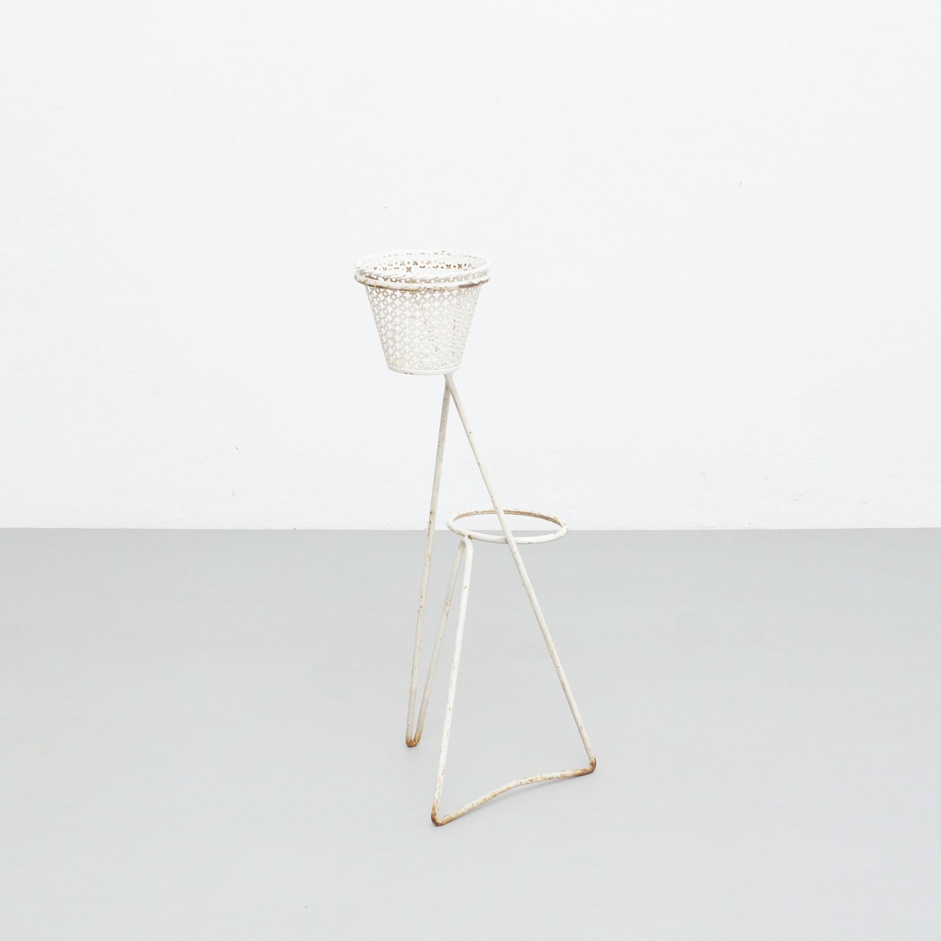 Mid-Century Modern MidCentury Modern White Metal French Plant Stand in the Style of Mathieu Matégot
