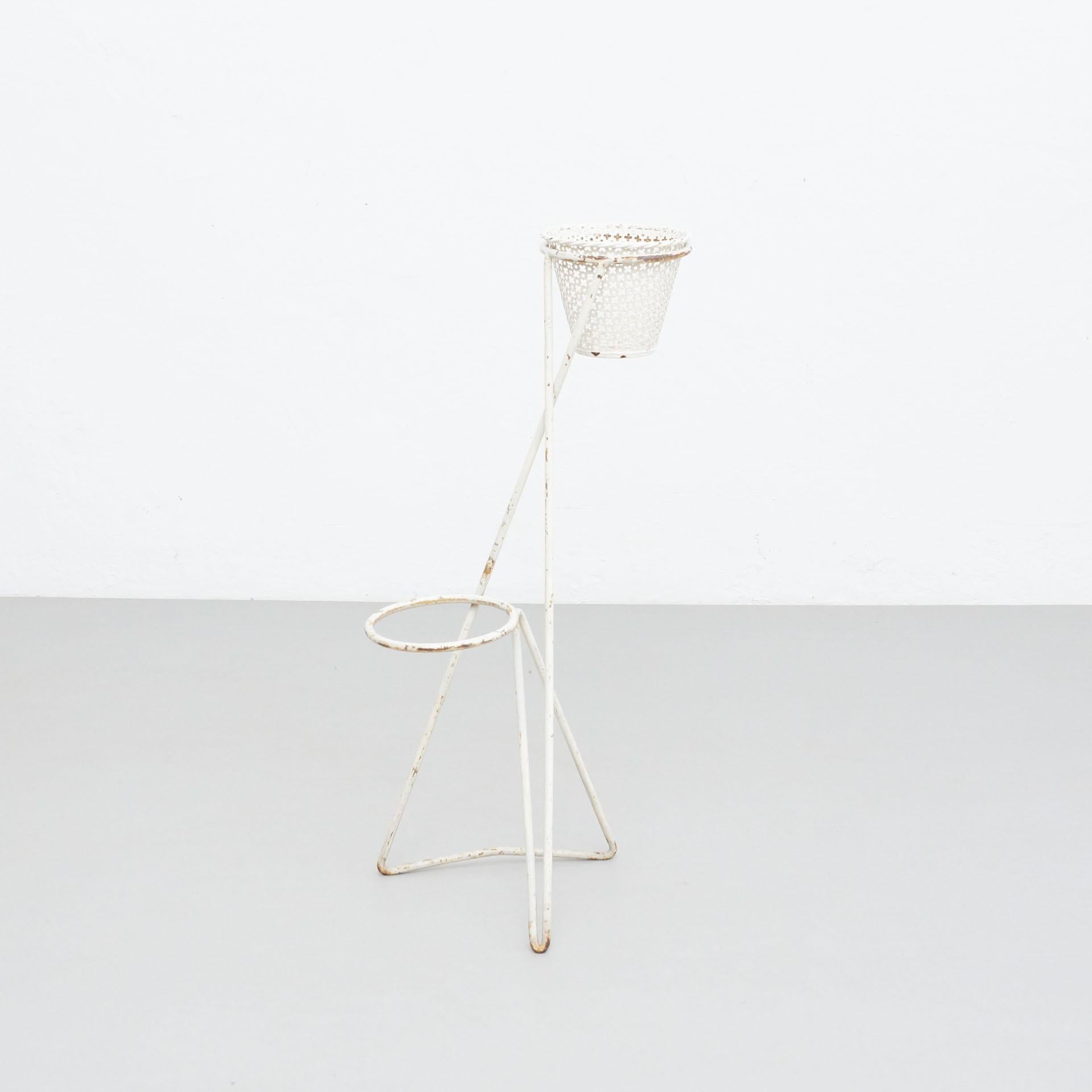 Mid-20th Century MidCentury Modern White Metal French Plant Stand in the Style of Mathieu Matégot