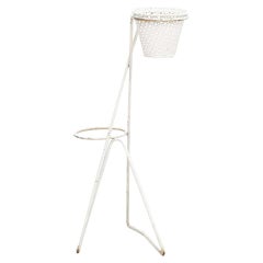 MidCentury Modern White Metal French Plant Stand in the Style of Mathieu Matégot