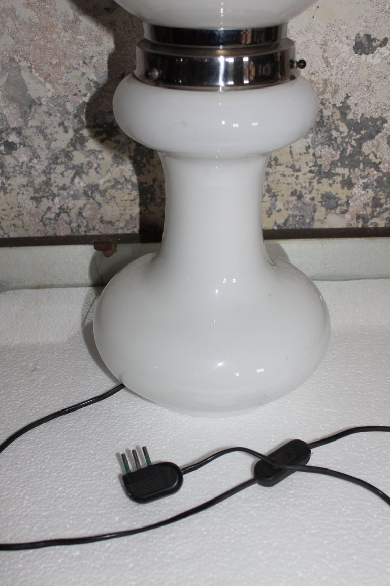 Mid-20th Century Mid-Century Modern White Opal Glass Table Lamp by Mazzega, Italy, '60 For Sale