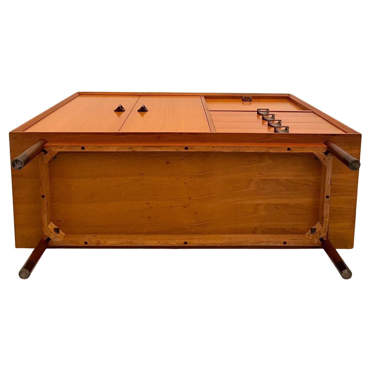 Beech Midcentury Modern, Wood Cabinet, George Coslin for FARAM, Italy 1960