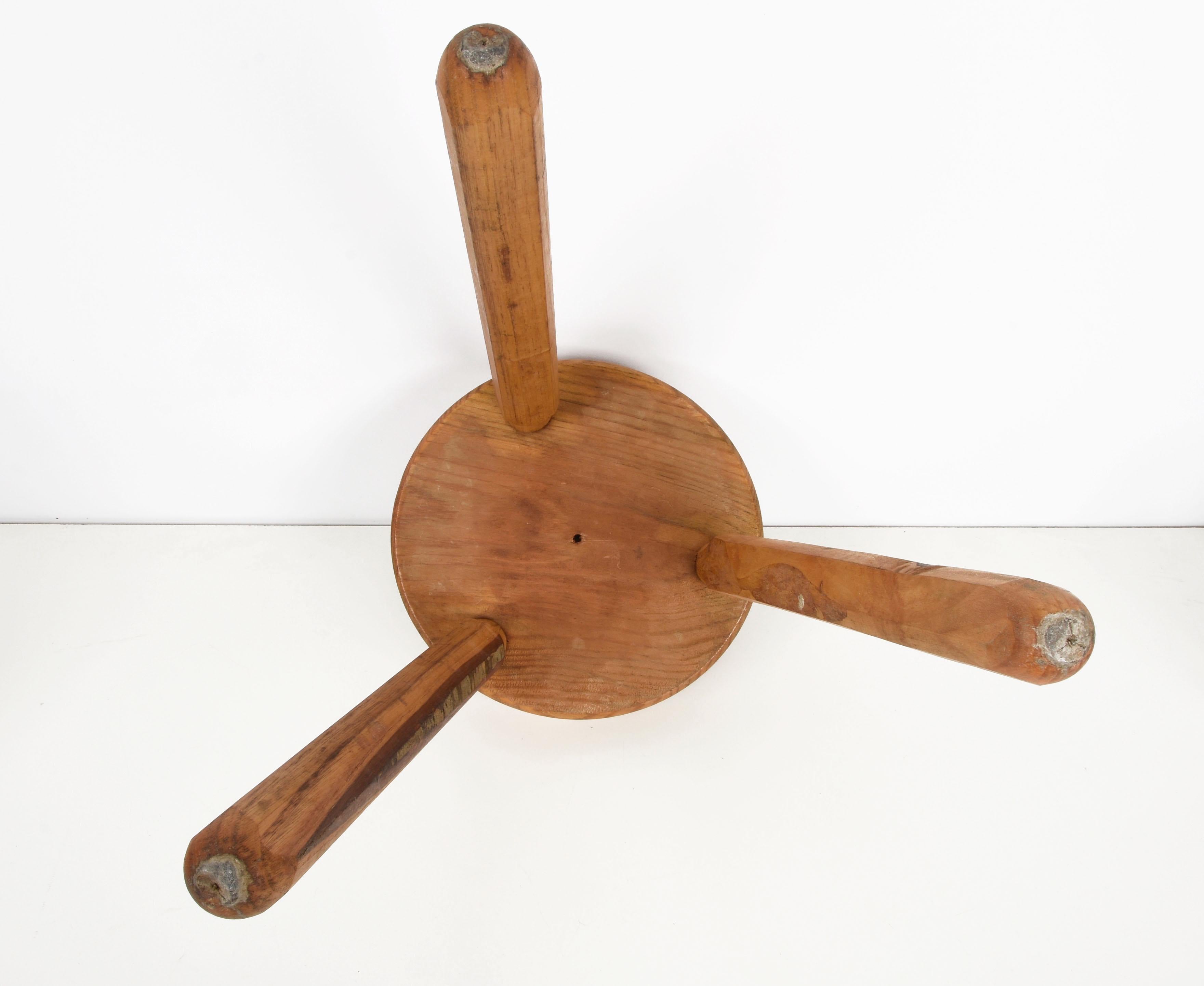 Mid-Century Modern Wood French Tripod Stool After Charlotte Perriand, 1950s For Sale 5
