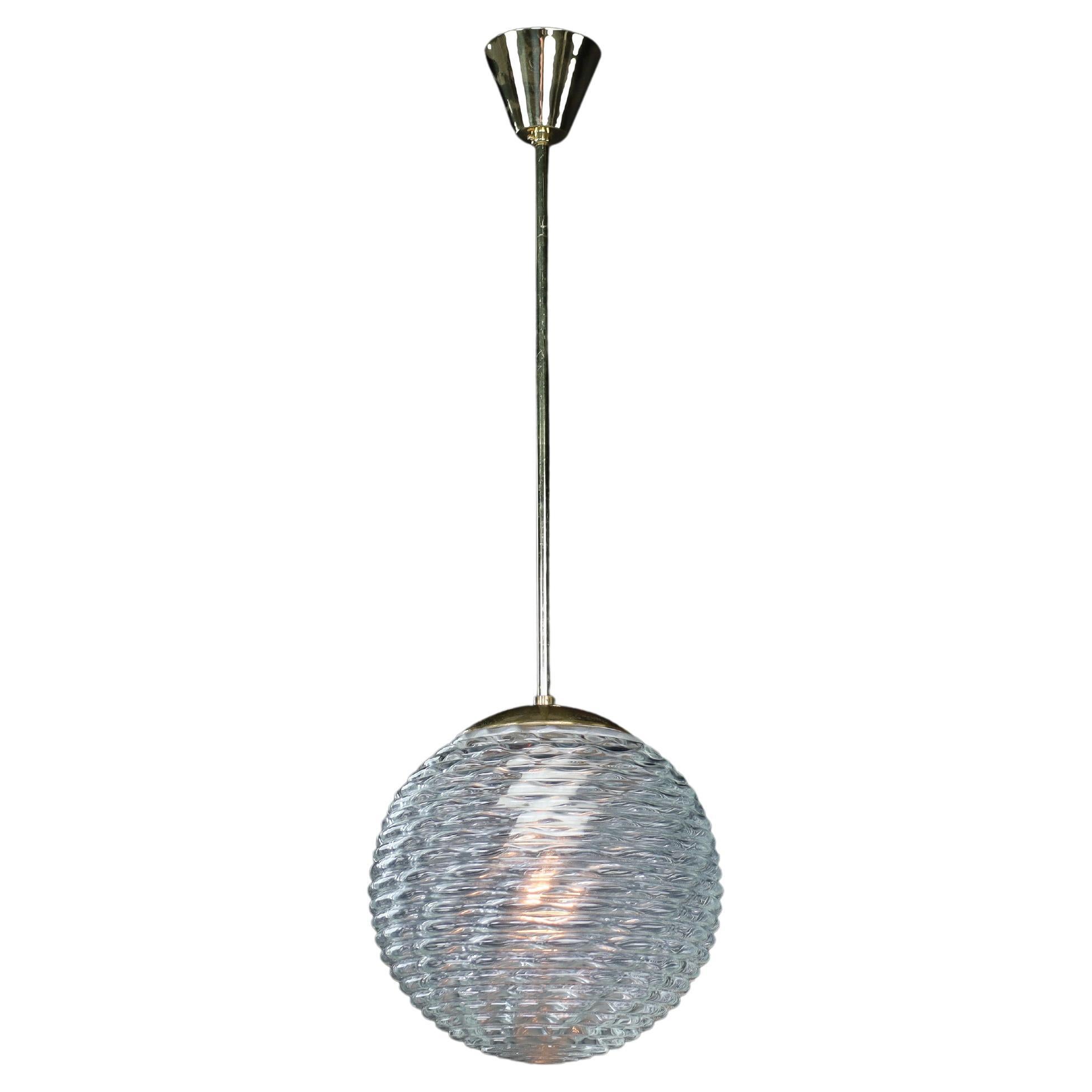 Ciondolo in ottone e vetro a motivi del Midcentury-Modern, Praga 1960
