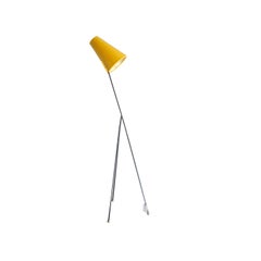 Mid-Century Modern Yellow Black Metal Brass Italian Floor Lamp, 1950