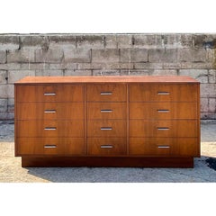 Midcentury Modernage Walnut 12 Drawer Standard Dresser