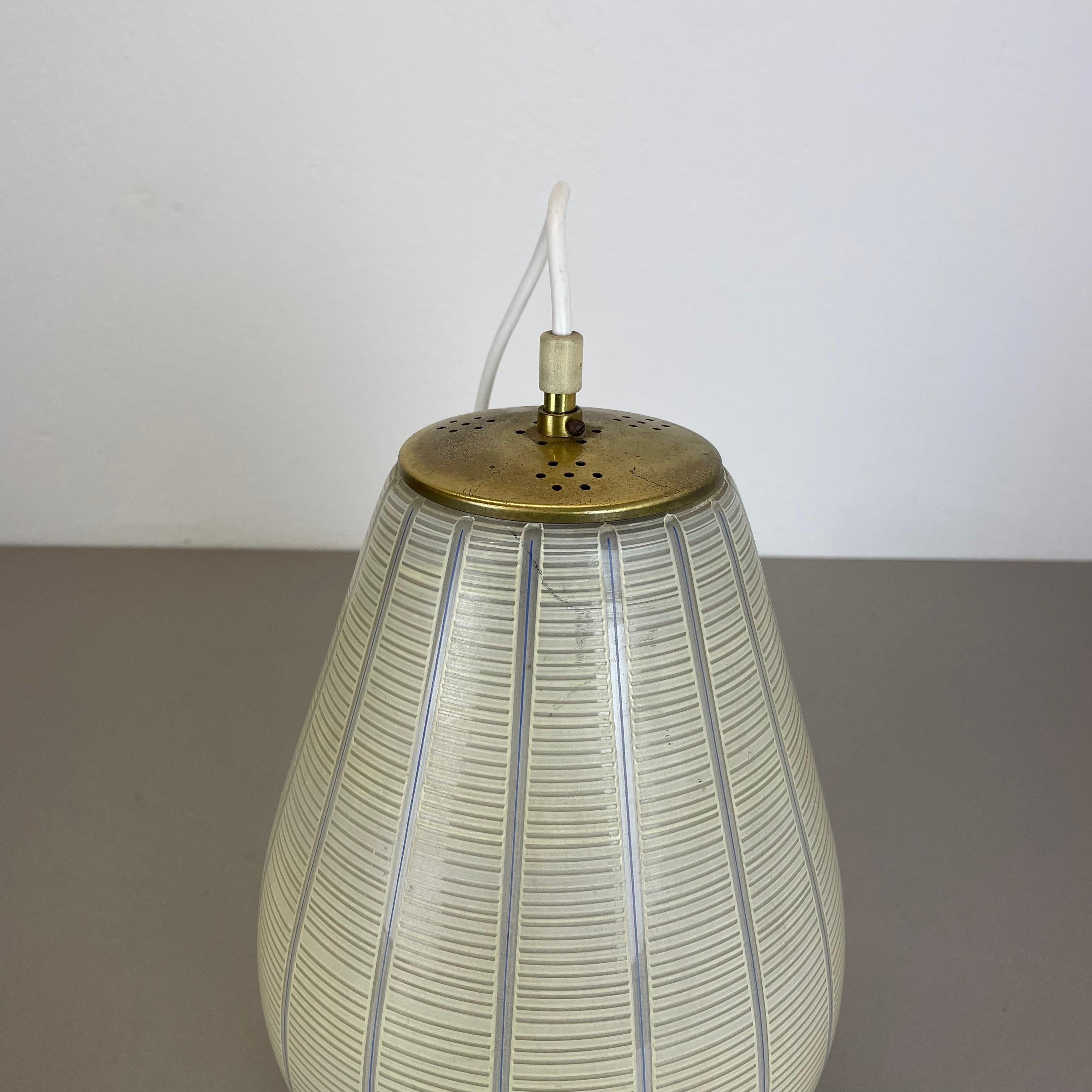 Midcentury Modernist Glass Stilnovo Style Hanging Light, Italy, 1950 For Sale 12