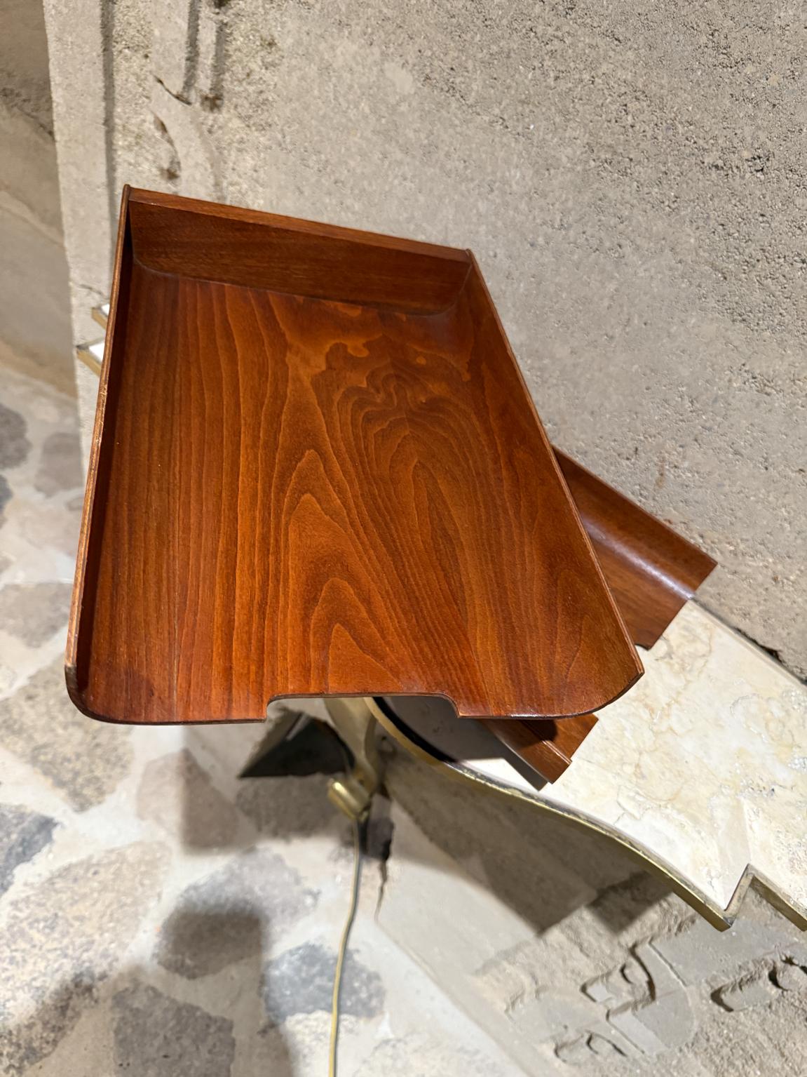 20th Century Midcentury Modernist Architectural Letter Tray Tiered Walnut Wood For Sale