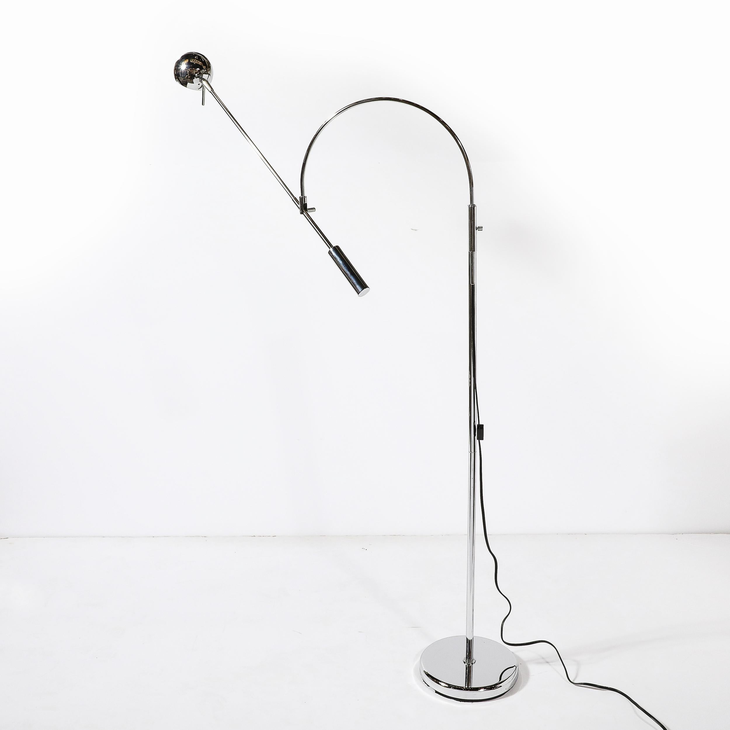 Modernistische verchromte Mid-Century-Stehlampe „Orbiter“ mit Gelenk von Robert Sonneman im Angebot 11