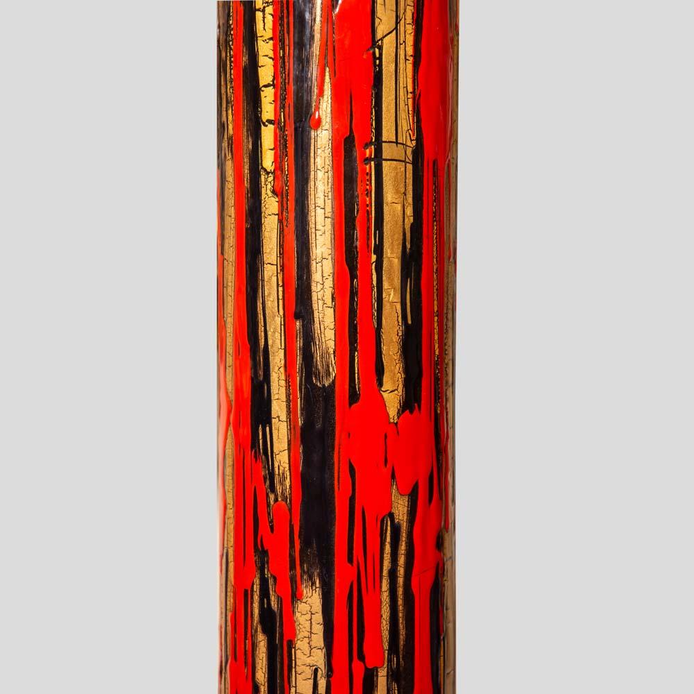 Milieu du XXe siècle Lampadaire moderniste du milieu du siècle dernier émaillé d'art sur abat-jour en métal acrylique, Angelo Brotto en vente