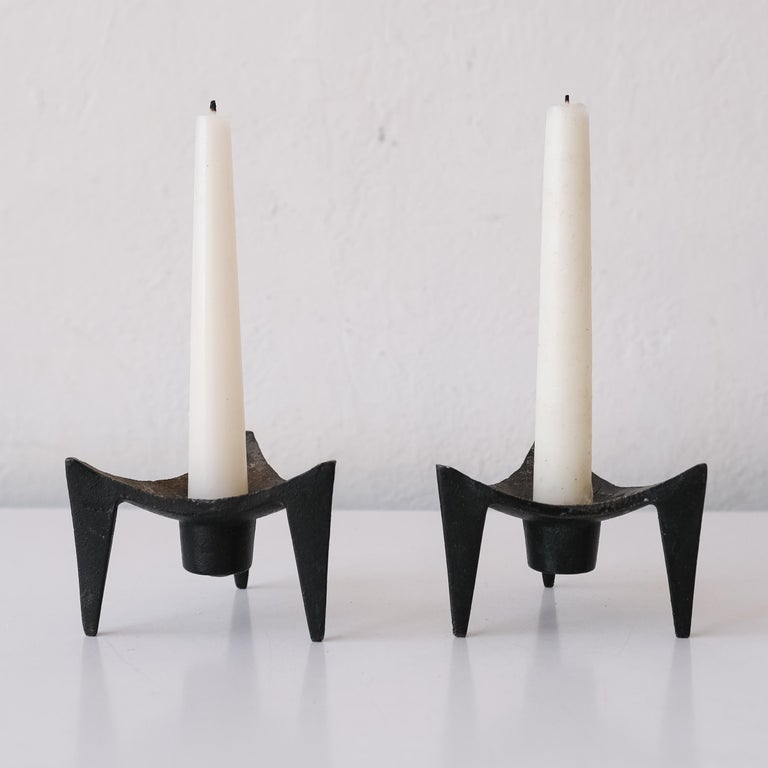 Mid-Century Modernist Japanese Iron Candle Holders at 1stDibs | japanese  candle holder