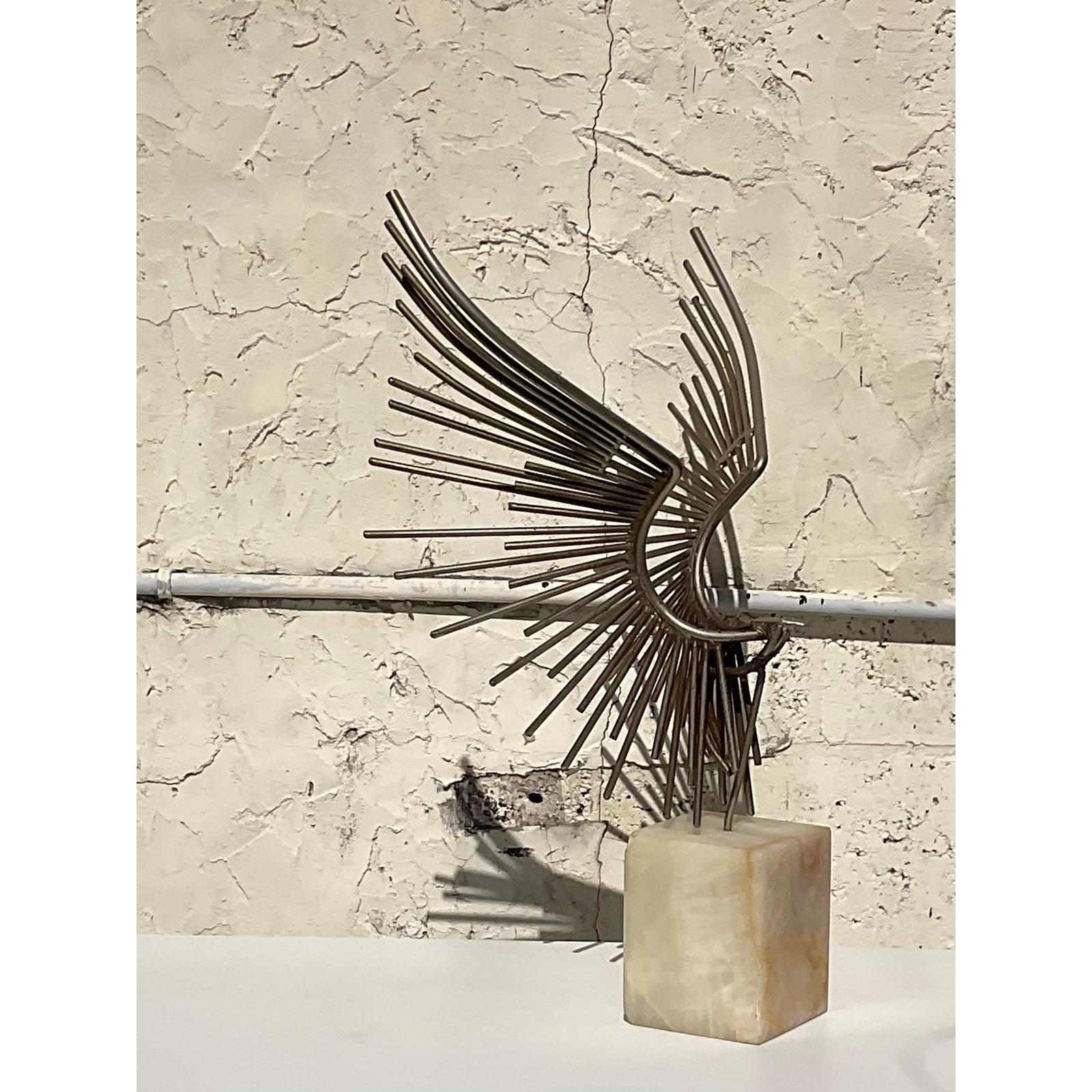 Mid-Century Modernist Metal Bird Sculpture After Jere In Good Condition In west palm beach, FL