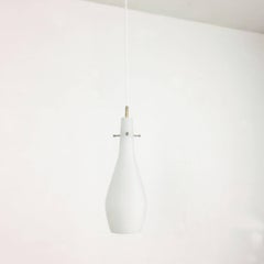 Midcentury Modernist Opal Glass Stilnovo Style Tube Hanging Light, Italy, 1950
