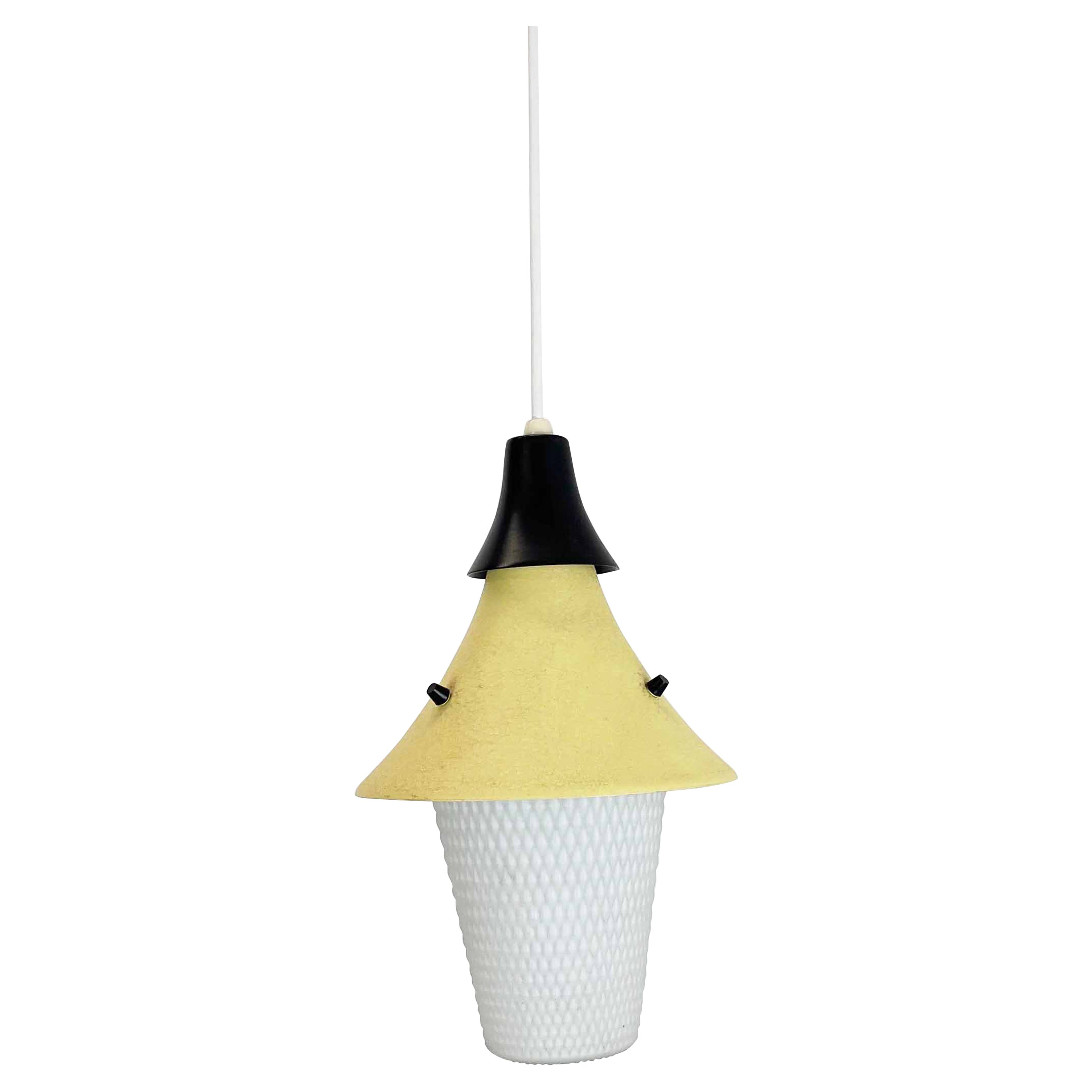 Midcentury Modernist Opal Glass Stilnovo Style Tube Hanging Light, Italy, 1950