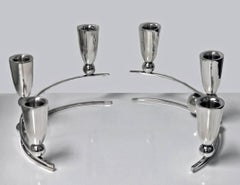 Midcentury Modernist P Lopez Sterling Candelabra Candlesticks Mexico, circa 1950