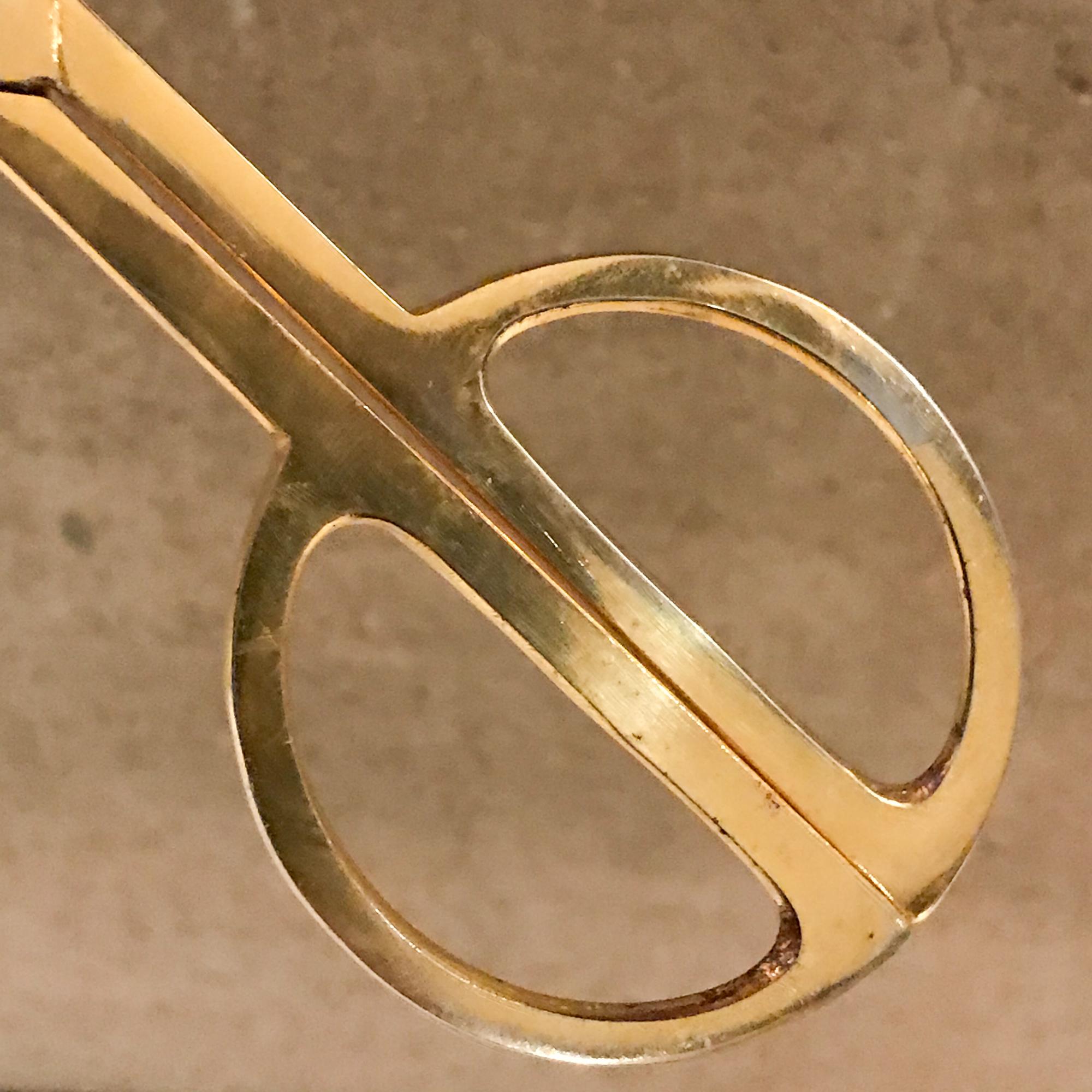 Mid-Century Modernist Pair of Brass & Stainless Steel Scissors ITALY 1960s In Good Condition In Chula Vista, CA