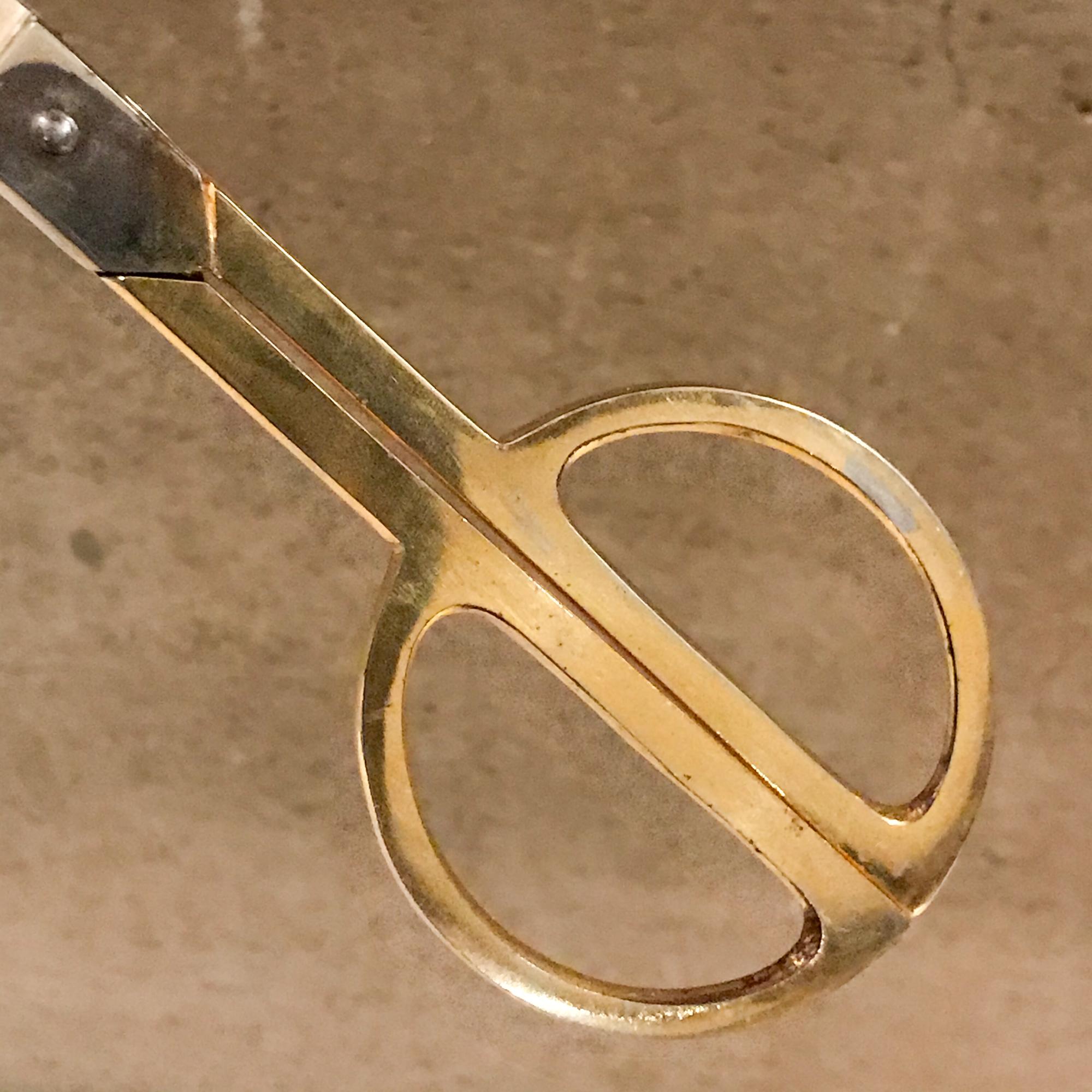 Mid-20th Century Mid-Century Modernist Pair of Brass & Stainless Steel Scissors ITALY 1960s