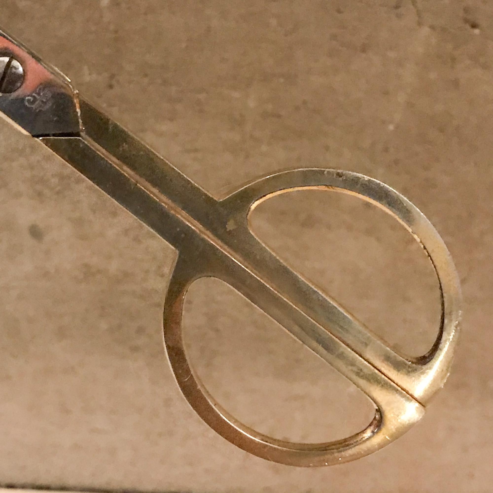 Mid-Century Modernist Pair of Brass & Stainless Steel Scissors ITALY 1960s 1