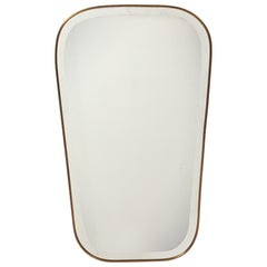 Midcentury Modernist Shaped Brass Beveled Wall Mirror