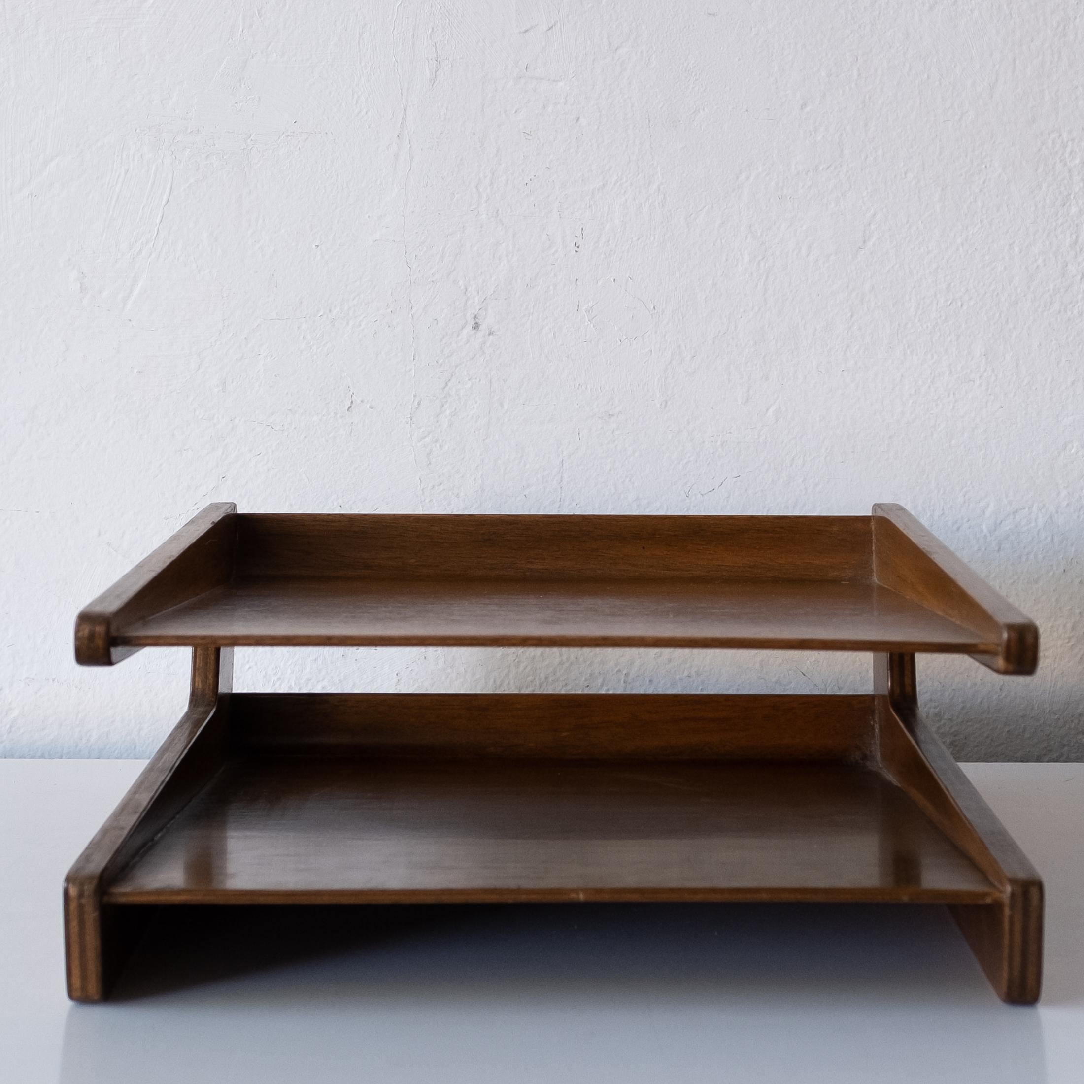 Mid-Century Modernist Walnut Bent Plywood Letter Tray 6