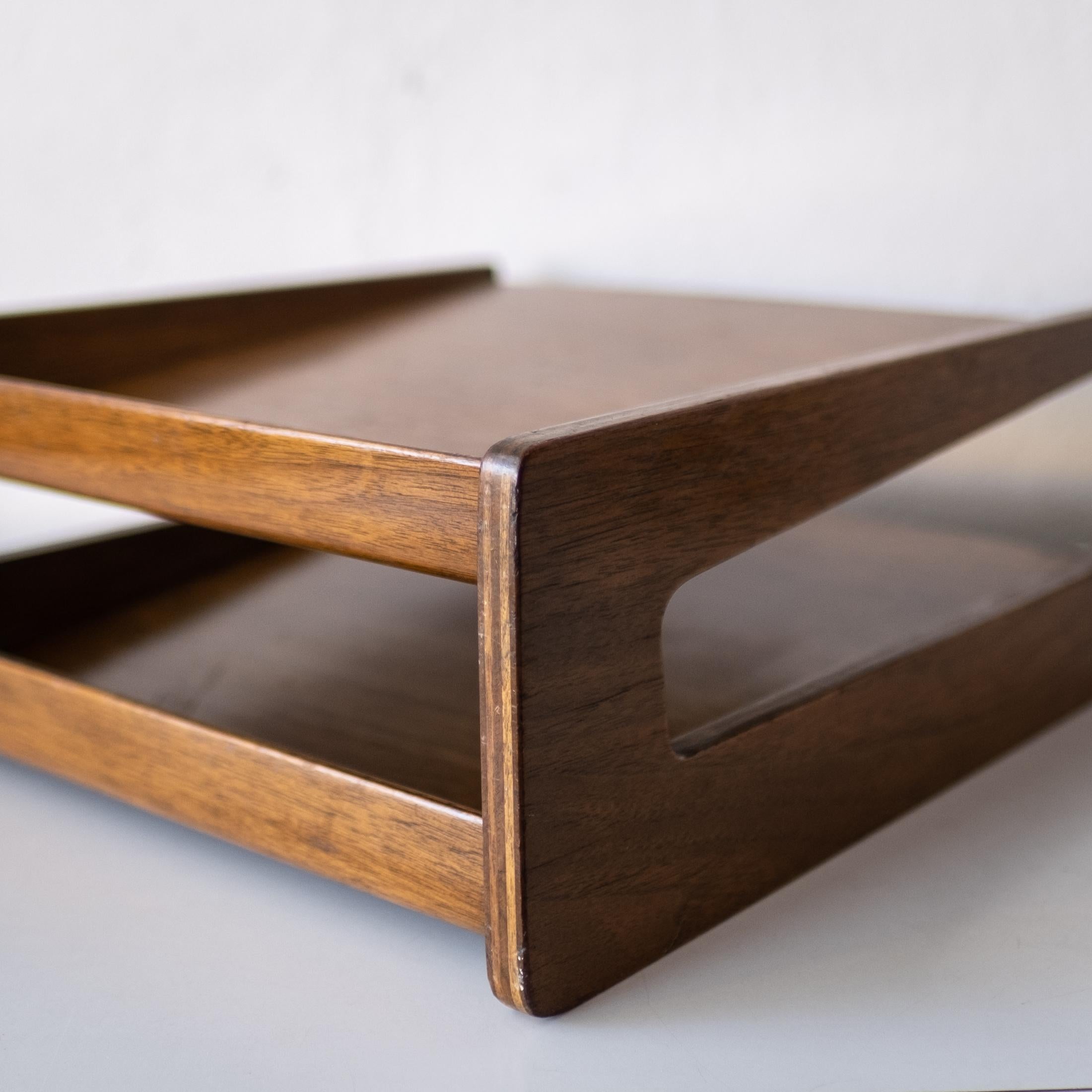 Mid-Century Modernist Walnut Bent Plywood Letter Tray 3
