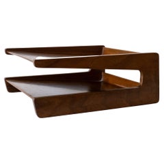 Mid-Century Modernist Walnut Bent Plywood Letter Tray