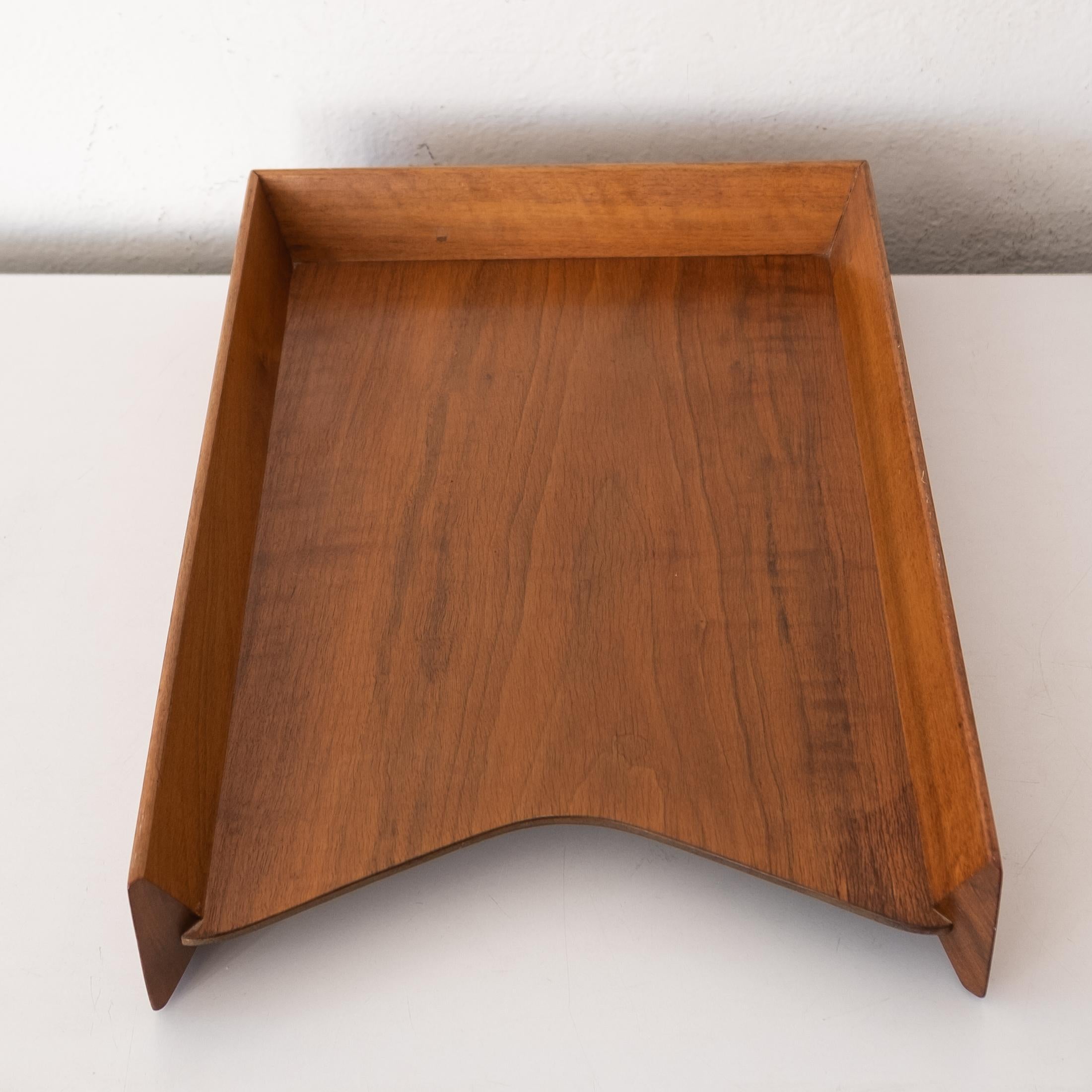 Midcentury Modernist Walnut Letter Tray In Good Condition In San Diego, CA