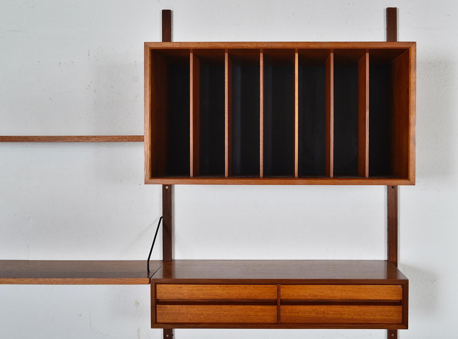 Midcentury Modular Danish Royal System Teak Office Desk Shelving by Cadovius 9