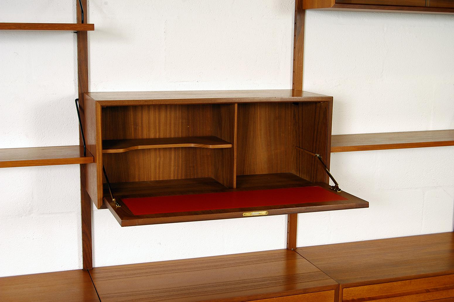 Midcentury Modular Danish Royal System Teak Wall Unit Shelving by Poul Cadovius 2
