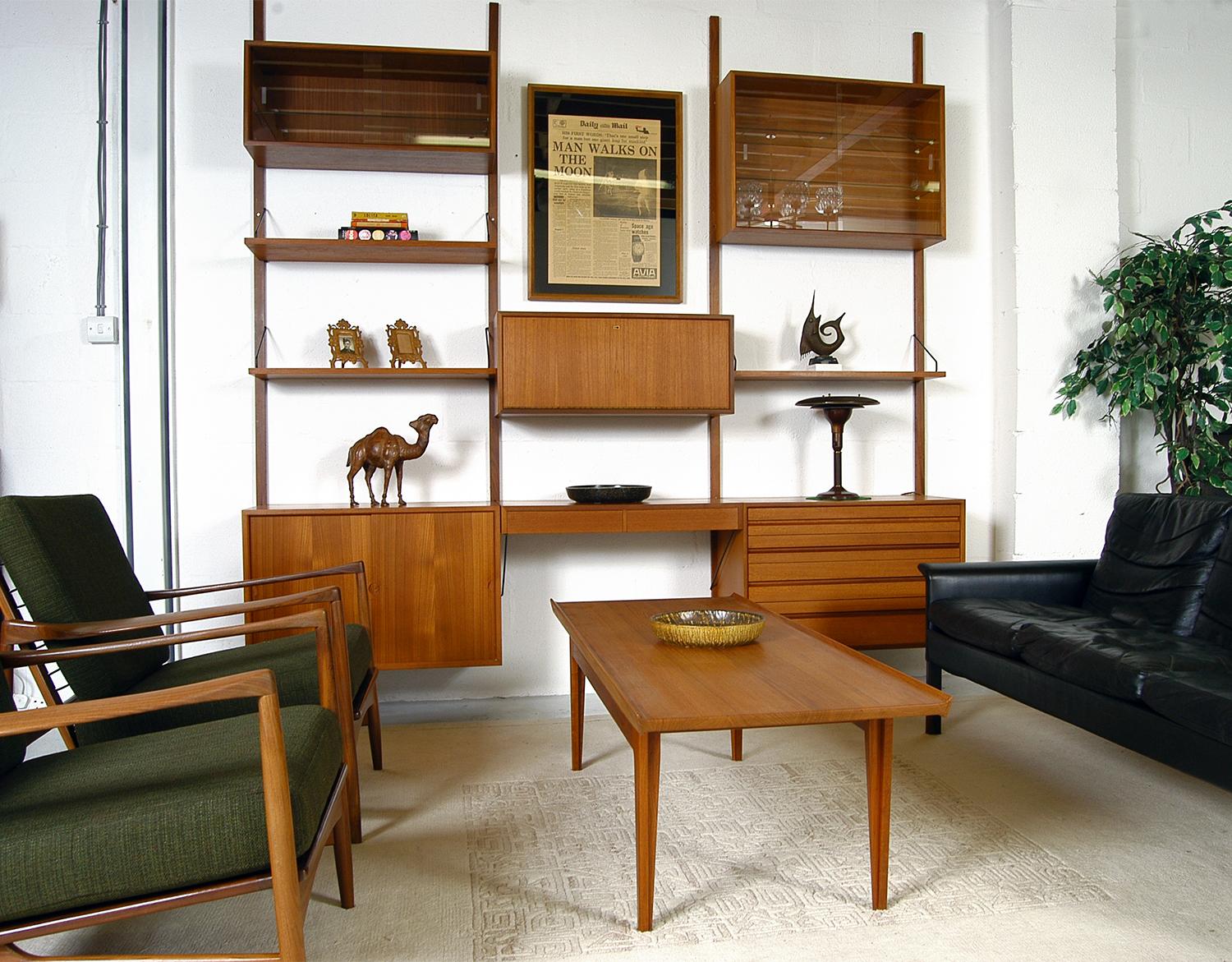 Mid-Century Modern Midcentury Modular Danish Royal System Teak Wall Unit Shelving by Poul Cadovius