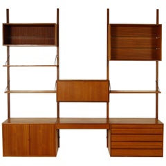 Midcentury Modular Danish Royal System Teak Wall Unit Shelving by Poul Cadovius
