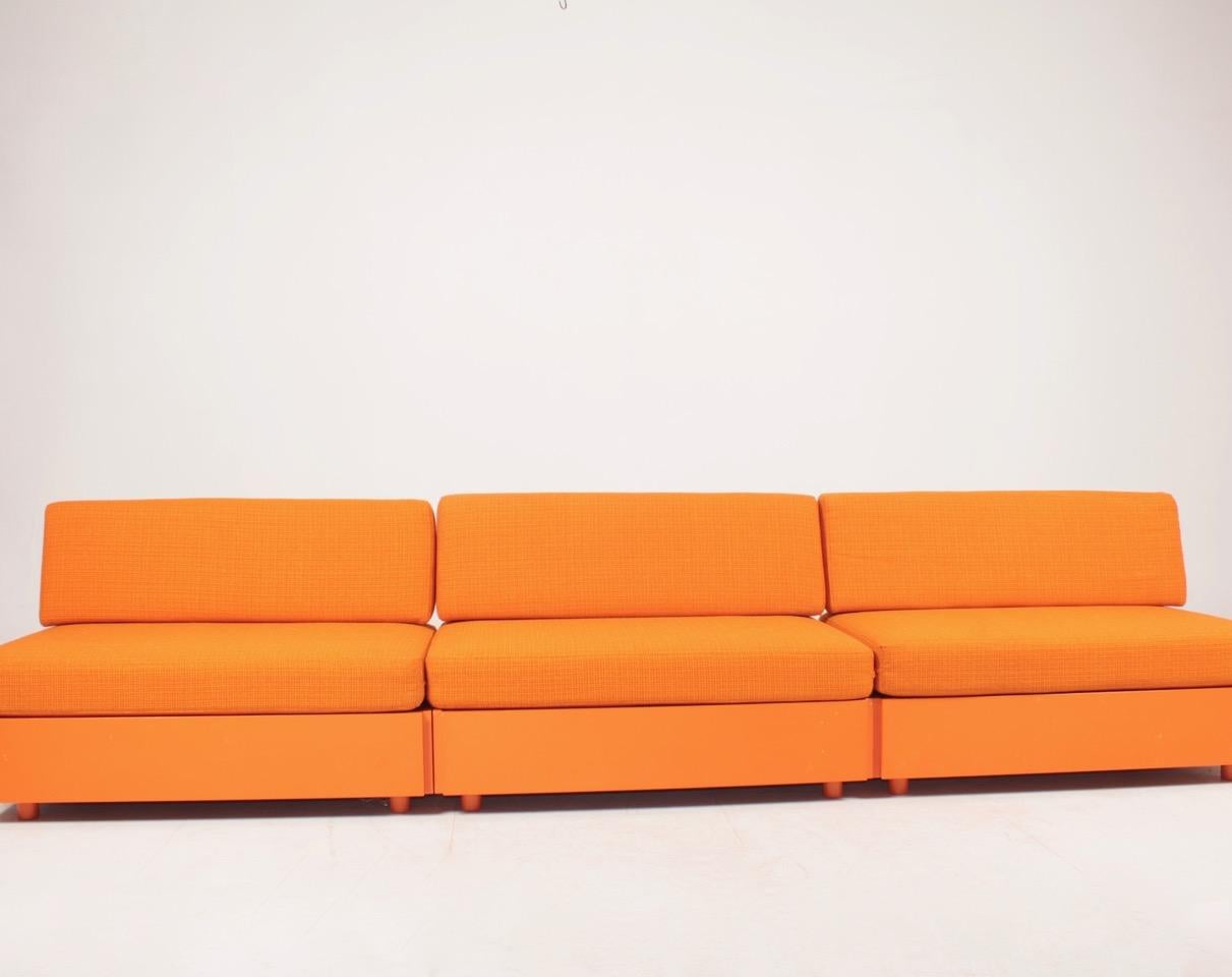 Danish Midcentury Modular Sofa and Bar Table, Designed by Verner Panton, 1970s