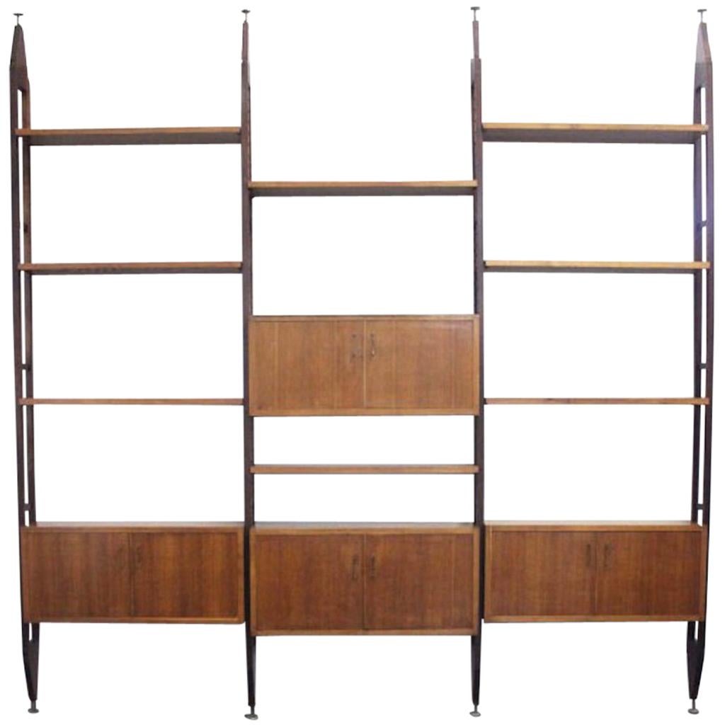 Midcentury Modular Wood Italian Albini's LB7 Style Bookcase, 1960s