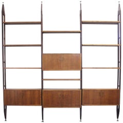 Midcentury Modular Wood Italian Albini's LB7 Style Bookcase, 1960s