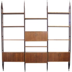 Midcentury Modular Wood Italian Albini's LB7 Style Bookcase, 1960s