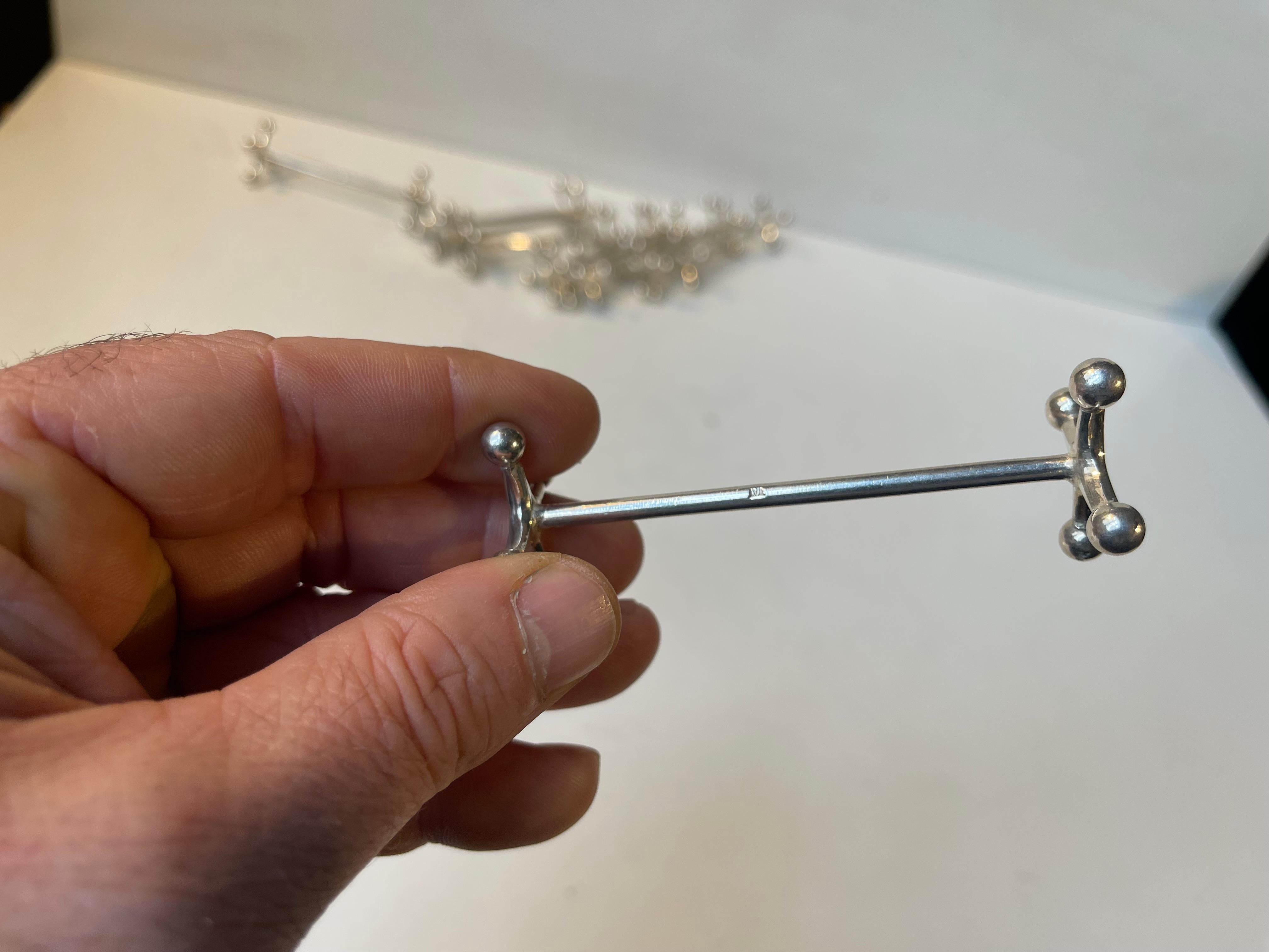 Midcentury Molecular Silver Knife Rests, Set of 10, 1960s For Sale 4