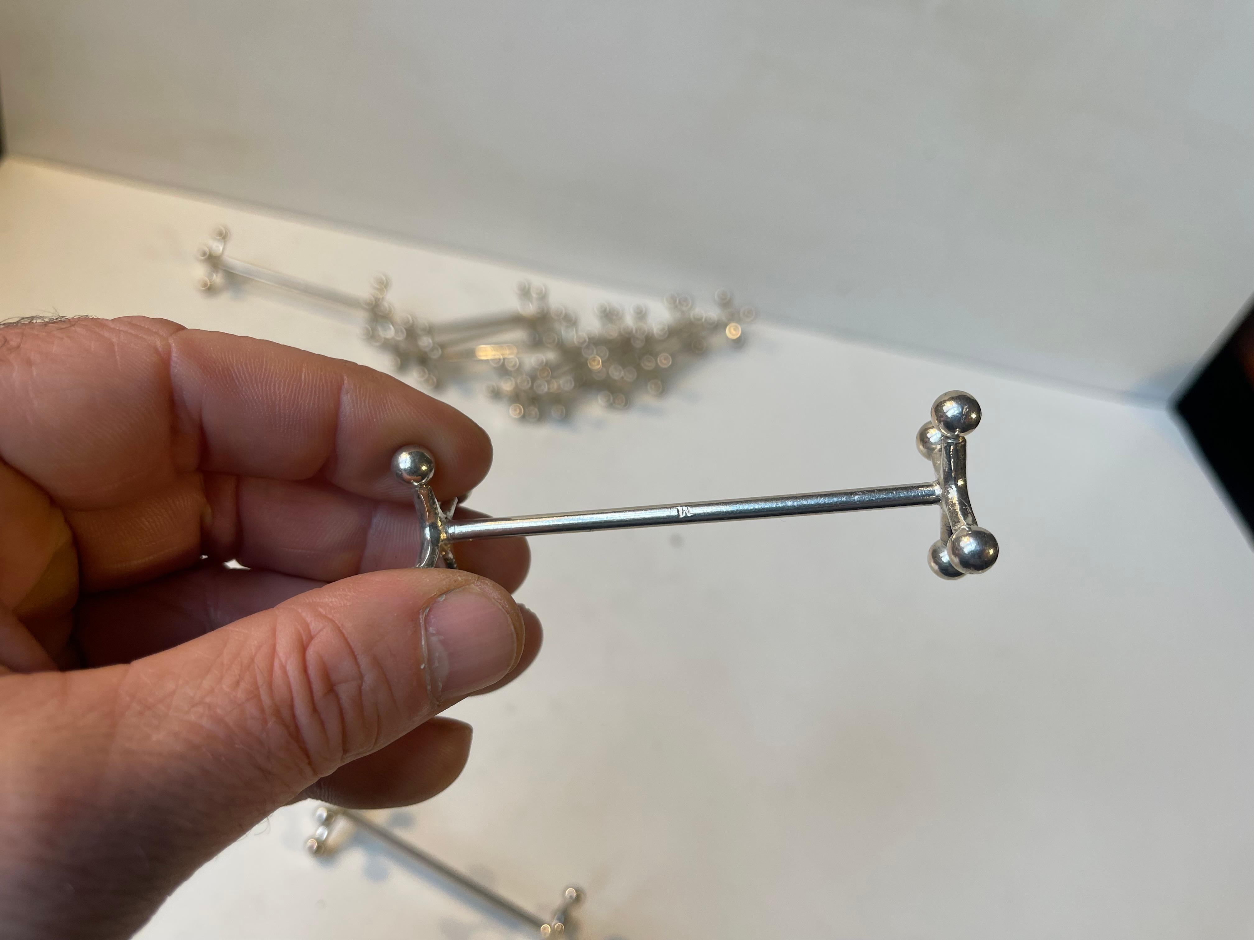 Midcentury Molecular Silver Knife Rests, Set of 10, 1960s For Sale 5