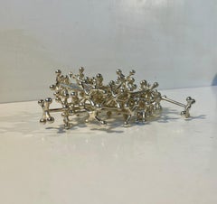 Midcentury Molecular Silver Knife Rests, Set of 10, 1960s