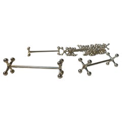Midcentury Molecular Silver Knife Rests, Set of 10, 1960s