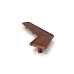 Midcentury Monumental Angled Walnut Bench