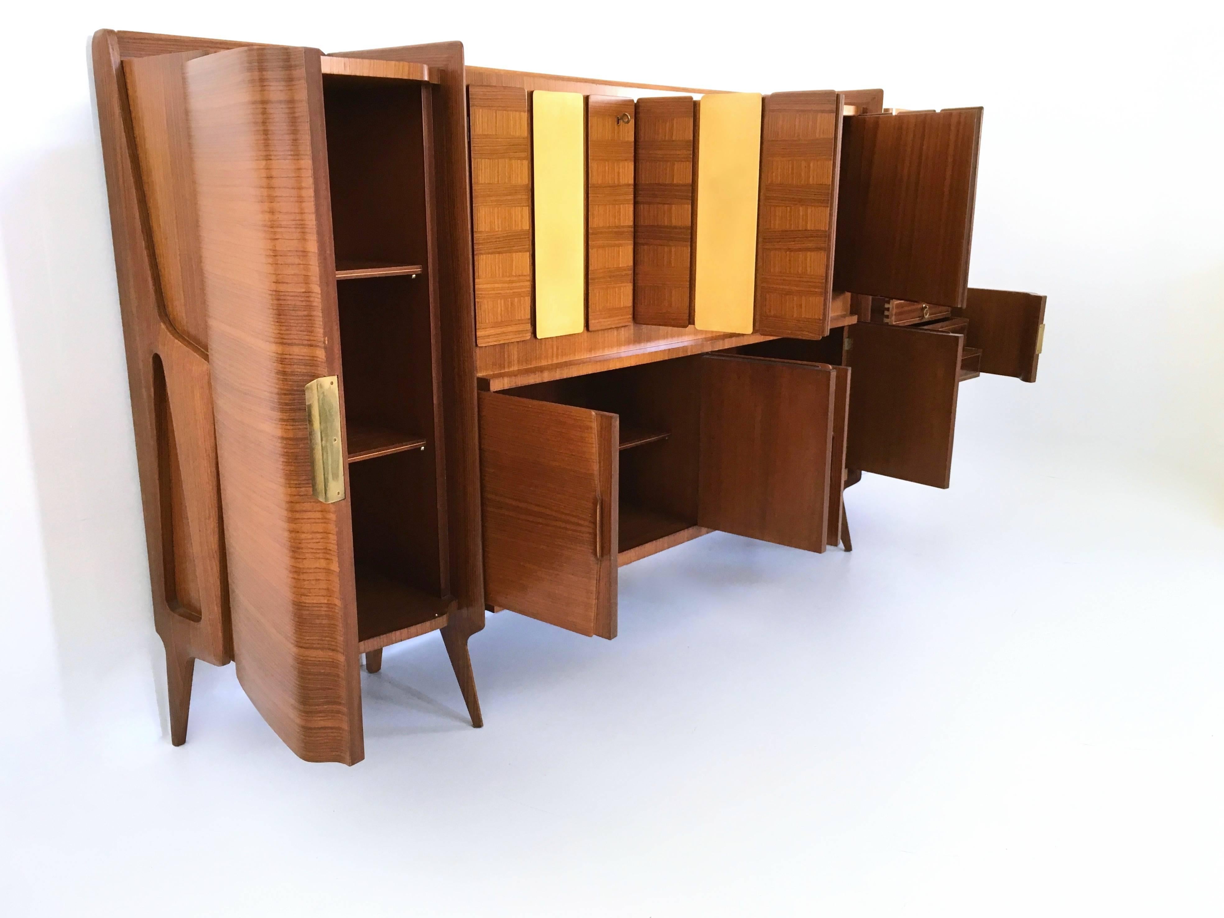 Italian Monumental Wooden Cabinet with Parchment Panels by Gio Ponti, Italy For Sale