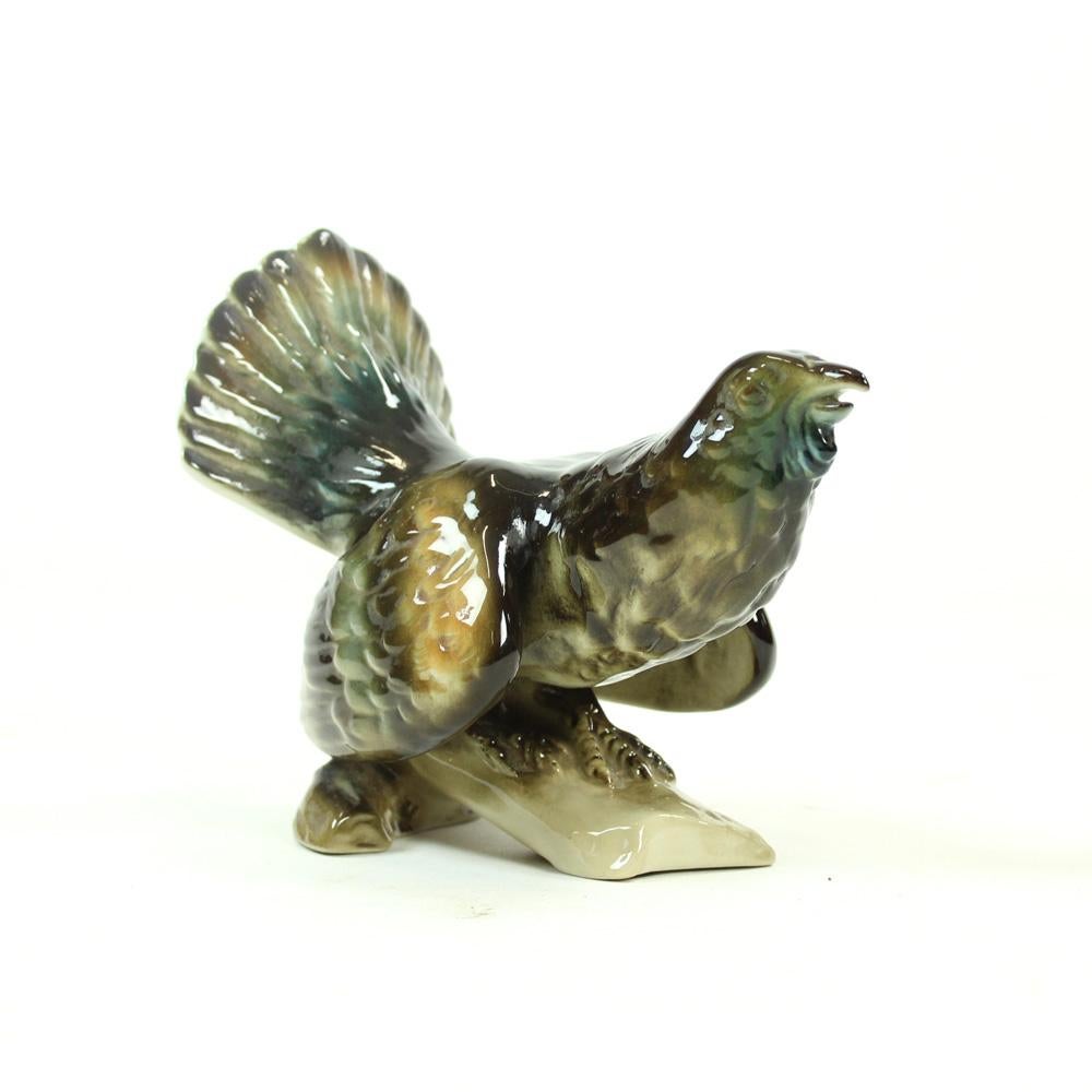 Midcentury Moorcock Porcelain Sculpture by Royal Dux, Czechoslovakia In Excellent Condition For Sale In Zohor, SK