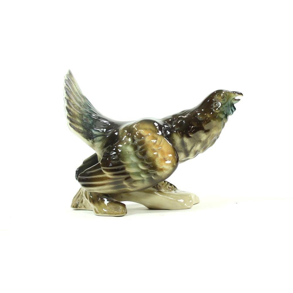 20th Century Midcentury Moorcock Porcelain Sculpture by Royal Dux, Czechoslovakia For Sale