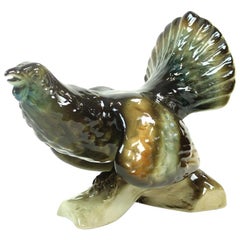 Midcentury Moorcock Porcelain Sculpture by Royal Dux, Czechoslovakia