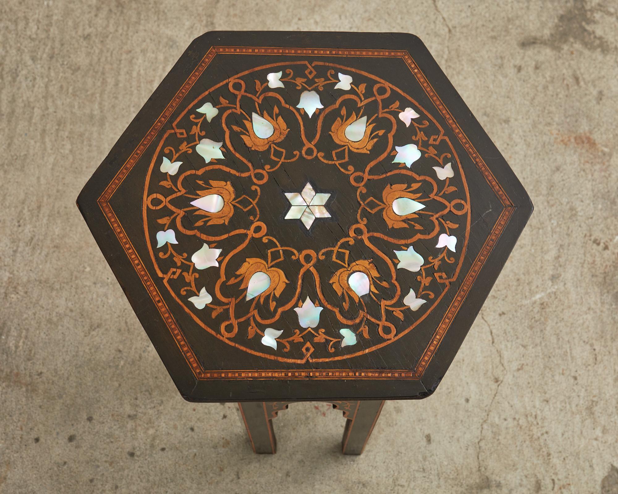 Hand-Crafted Mid-Century Moorish Moroccan Style Inlaid Drinks Table