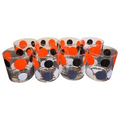 Mid-Century Morgan Glass Retro Barware Set Multi-Color "Polka Dot" Design